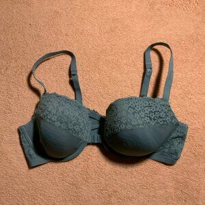 Aerie Sz 38D Olive Green Real Happy Demi Line Front Clasp Lace